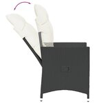 vidaXL Chaise inclinable de jardin avec coussins noir résine tressée