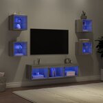vidaXL Unités murales TV avec LED 7 Pièces gris sonoma bois d'ingénierie