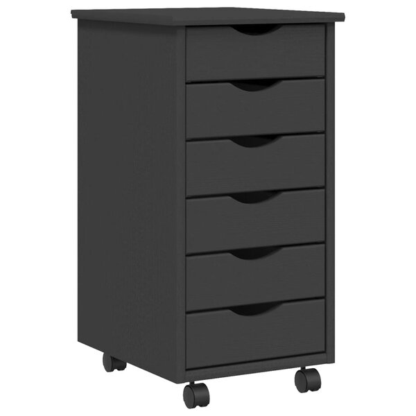 vidaXL Armoire roulante avec tiroirs MOSS gris bois de pin solide