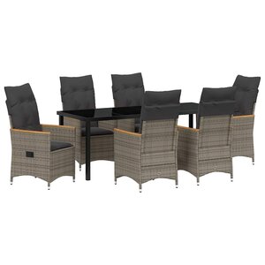 vidaXL Ensemble de salle à manger pour jardin 7 Pièces Gris polyrotin