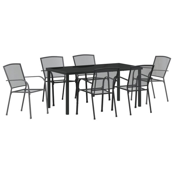 vidaXL Set de repas de jardin 7 pièces en acier anthracite