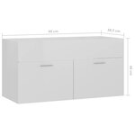 vidaXL Armoire d'évier Blanc brillant 90x38 5x46 cm Bois d’ingénierie