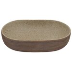 vidaXL Vasque à poser sable et marron ovale 59x40x14 cm céramique