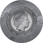 TIGER Lunar Year Argent Monnaie 5 Cedis Ghana 2022