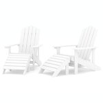 vidaXL Chaises de jardin Adirondack lot de 2 repose-pieds PEHD Blanc