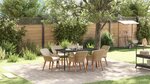 vidaXL Ensemble salle à manger jardin 7 pièces Rotin Polybeige