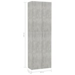 vidaXL Armoire de bureau Gris béton 60x32x190 cm Bois d'ingénierie