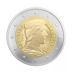 2 euros Lettonie 2014 face nationale - Jeune femme Letton.