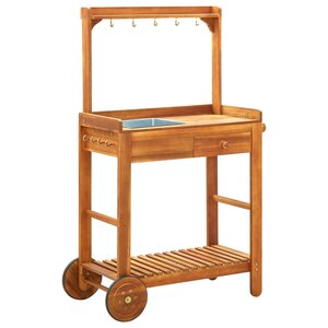 vidaXL Chariot de cuisine de jardin Bois d'acacia 92x43 5x141 5 cm
