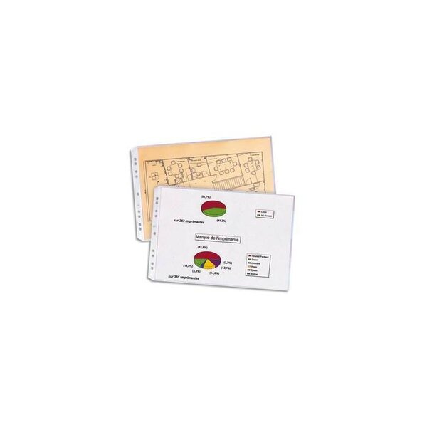 Sachet de 10 pochettes perforées A3 pliées pour classeur A4 ELBA