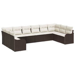 vidaXL Ensemble de canapé de jardin 10 Pièces Marron et blanc polyrotin