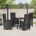 vidaXL Ensemble de Salle à Manger de Jardin 5 Pièces Noir Poly Rattan