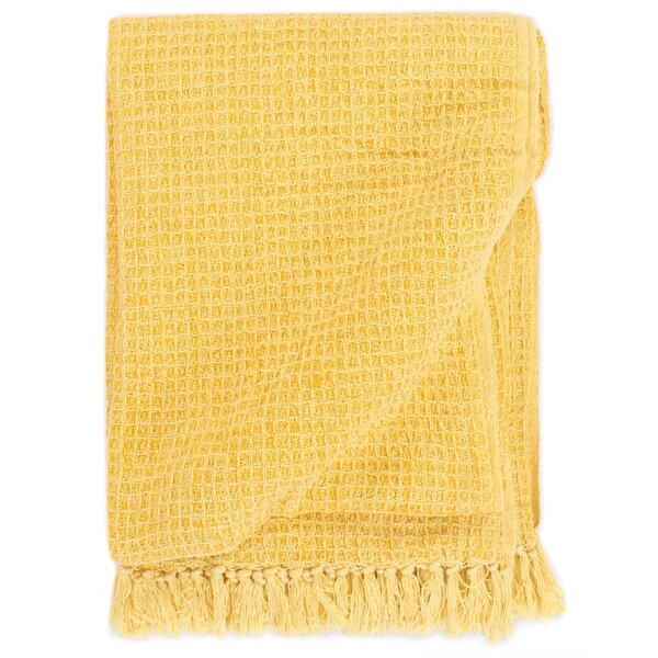 vidaXL Couverture en coton 220 x 250 cm Jaune moutarde