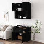 vidaXL Buffet haut Noir Bois d'ingénierie