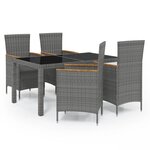 vidaXL Ensemble à manger d'extérieur 5Pièces coussins résine tressée gris