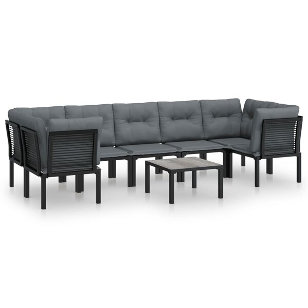 vidaXL Salon de jardin 8 Pièces noir et gris résine tressée