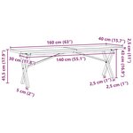 vidaXL Table basse cadre en X 160x40x45 5 cm bois de pin massif fonte