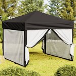 vidaXL Tente de réception pliable avec parois Noir 3x3 m