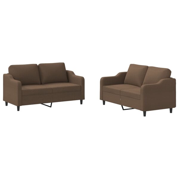 vidaXL Ensemble de canapés 2 Pièces avec coussins Marron Tissu