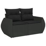vidaXL Salon de jardin 6 Pièces avec coussins noir résine tressée