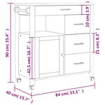 vidaXL Chariot de cuisine MONZA 84x40x90 cm bois massif de pin