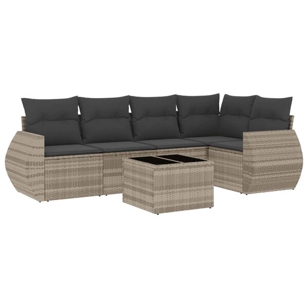 vidaXL Salon de jardin 6 Pièces avec coussins gris clair résine tressée