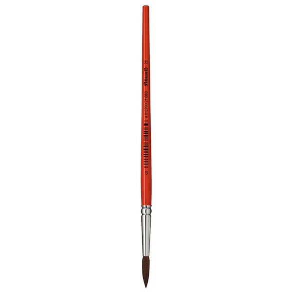 Pinceau Pelikan Série 23 N°7 - Pointe Ronde en Poils de Poney Naturels - Manche en Bois Verni - Virole en Aluminium Antirouille