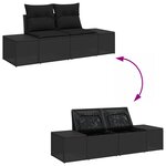 vidaXL Set de Canapé de Jardin 8 Pièces avec Coussins Noir Poly Rotin Acacia