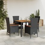 vidaXL Ensemble à manger de jardin coussins 5Pièces Noir Résine tressée