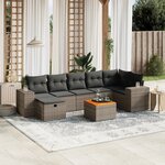 vidaXL Salon de jardin 8 Pièces avec coussins gris résine tressée