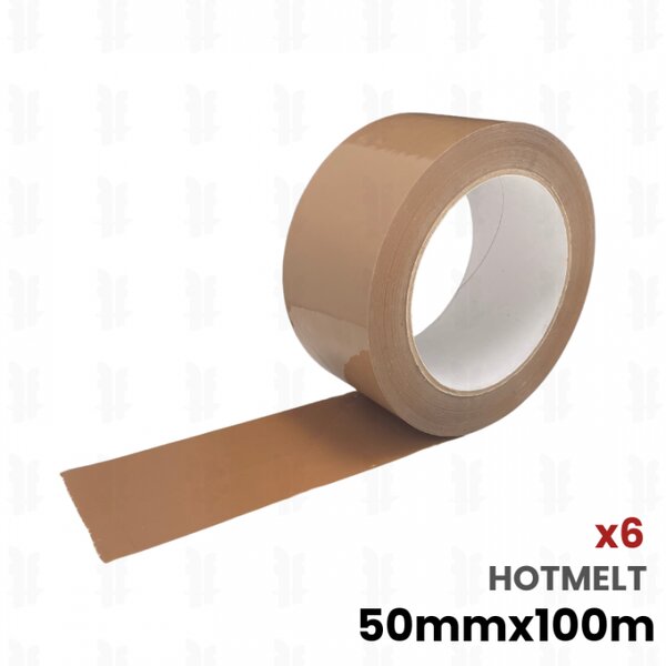 6x rouleaux rubans adhésifs Havane HOTMELT (25µ) 50mm x 100m