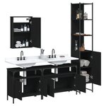 vidaXL Ensemble de meubles salle de bain 4 Pièces noir bois d'ingénierie