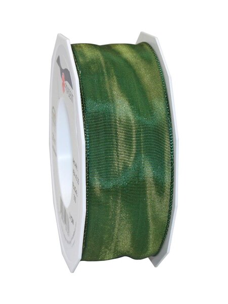 Ruban de soie acetat laitonné lyon 25-m-rouleau 40 mm vert foncé