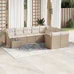 vidaXL Salon de jardin avec coussins 10 Pièces beige résine tressée