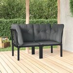 vidaXL Chaises d'angle de jardin avec coussins 2 Pièces noir/gris