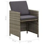 vidaXL Chaises de jardin avec coussins lot de 4 Résine tressée Gris