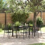 vidaXL Ensemble de salle à manger de jardin de 7 pièces en corde de coton et acier noir