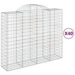 vidaXL Paniers à gabions arqués 40 Pièces 200x50x160/180 cm Fer galvanisé