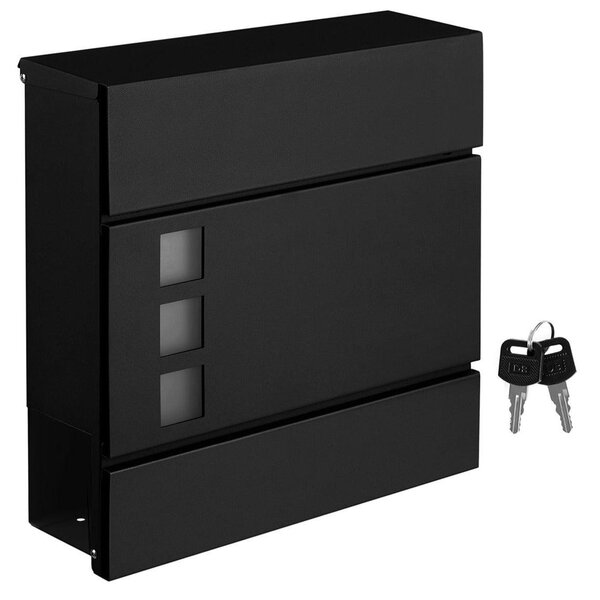 Boîte aux lettres moderne avec porte-journaux couvercle verrouillable facile à installer noir 12_0001642
