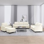 vidaXL Ensemble de canapés 4 Pièces avec coussins Crème Velours