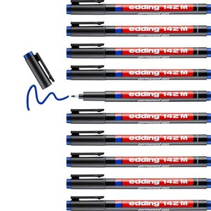 Feutre Permanent 142M Bleu Pointe Moyenne 1 mm x 10 EDDING
