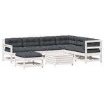 vidaXL Salon de jardin avec coussins 8 Pièces blanc bois de pin massif
