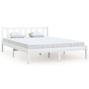 vidaXL Cadre de lit Blanc Bois de pin massif 140x190 cm
