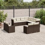 vidaXL Salon de jardin et coussins 11 Pièces marron résine tressée