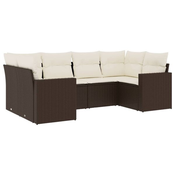 vidaXL Salon de jardin avec coussins 6 Pièces marron résine tressée