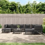 vidaXL Salon de jardin avec coussins 10 Pièces anthracite acier