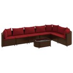 vidaXL Salon de jardin 8 Pièces avec coussins marron résine tressée