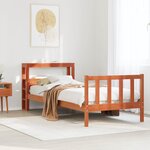 vidaXL Cadre de lit avec tête de lit sans matelas cire marron 90x190cm