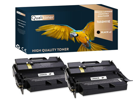 Qualitoner x2 toners t650h11e noir compatible pour lexmark