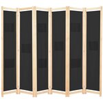 vidaXL Cloison de séparation 6 panneaux Noir 240 x 170 x 4 cm Tissu